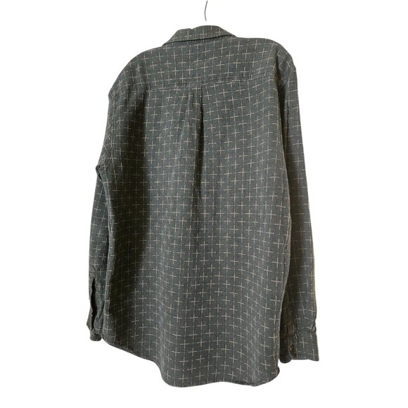 The Territory Ahead Men's Button Up Thick Shirt Large Tall Green/White Heavyweig - Picture 2 of 7